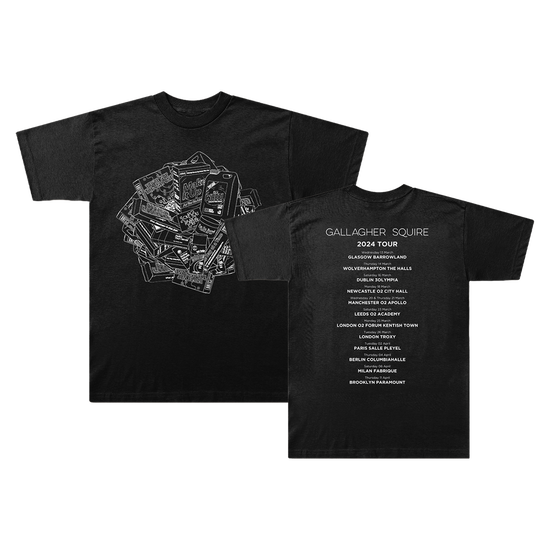 Album Drawing Tour Black T-Shirt | Liam Gallagher John Squire